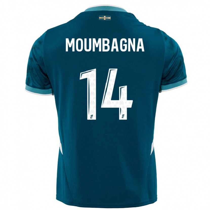 Danxen Kinder Faris Moumbagna #14 Türkisblau Auswärtstrikot Trikot 2024/25 T-Shirt