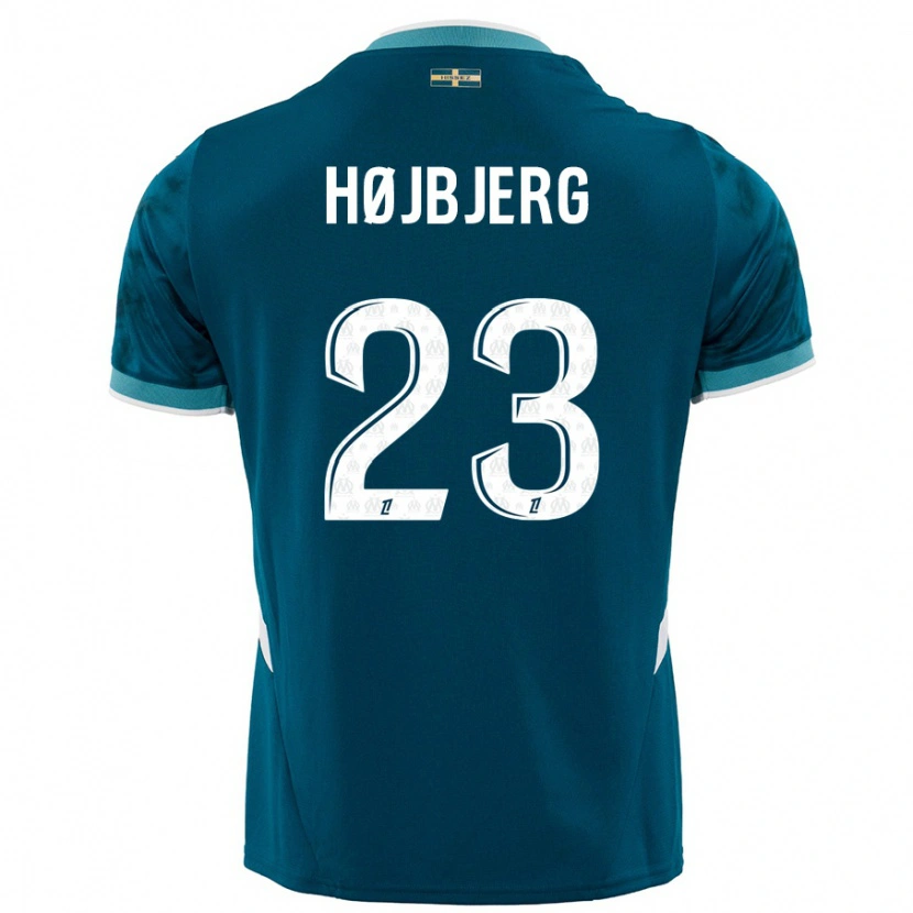 Danxen Kinder Pierre-Emile Højbjerg #23 Türkisblau Auswärtstrikot Trikot 2024/25 T-Shirt