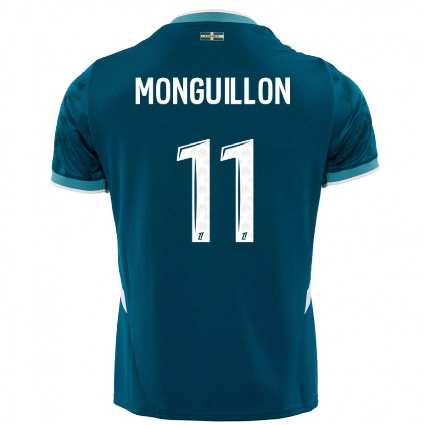 Danxen Kinder Coralie Monguillon #11 Türkisblau Auswärtstrikot Trikot 2024/25 T-Shirt