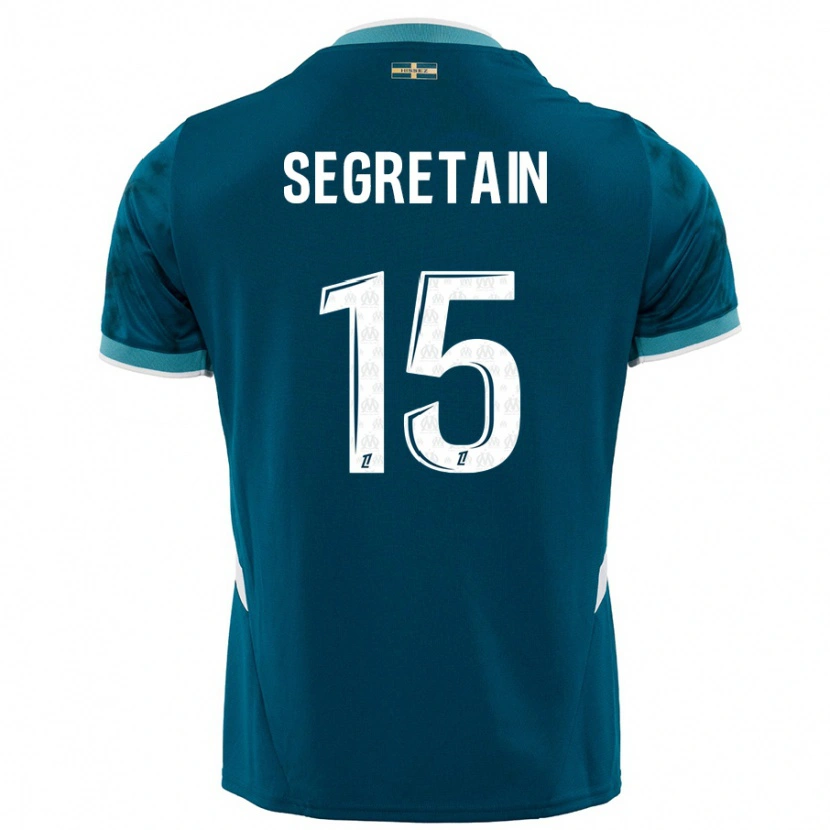 Danxen Kinder Julie Ségrétain #15 Türkisblau Auswärtstrikot Trikot 2024/25 T-Shirt