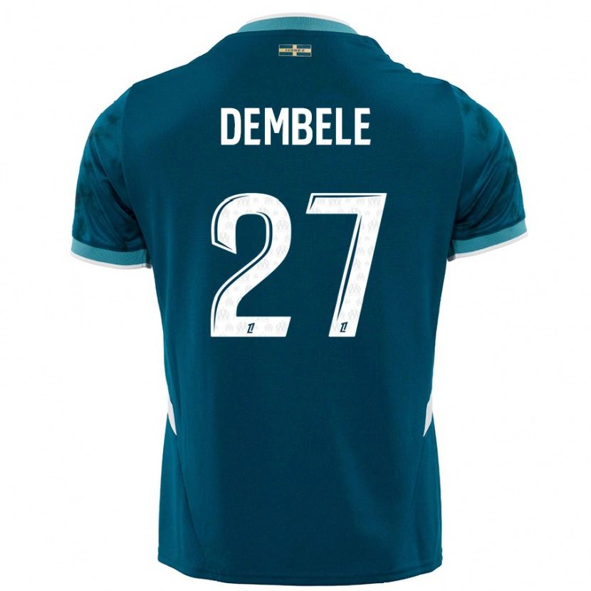 Danxen Kinder Coumba Dembélé #27 Türkisblau Auswärtstrikot Trikot 2024/25 T-Shirt