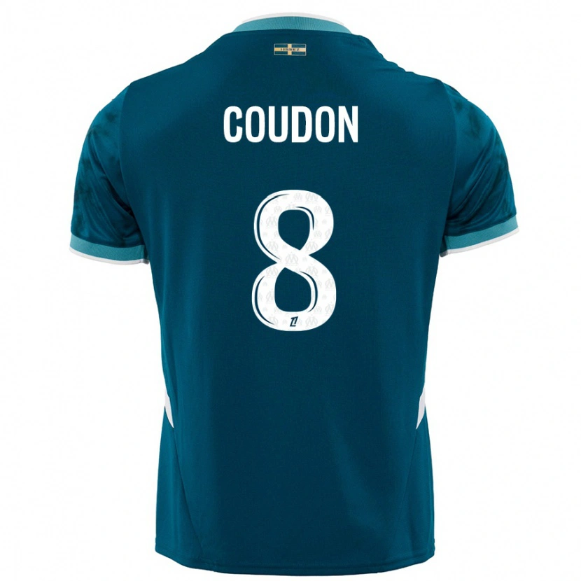 Danxen Kinder Marine Coudon #8 Türkisblau Auswärtstrikot Trikot 2024/25 T-Shirt