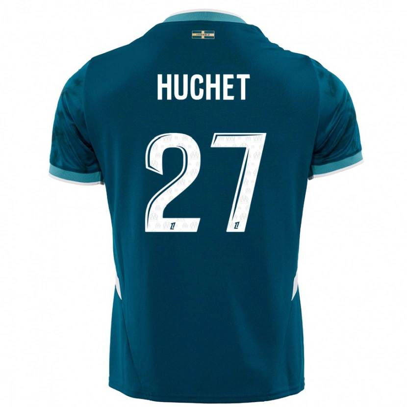 Danxen Kinder Sarah Huchet #27 Türkisblau Auswärtstrikot Trikot 2024/25 T-Shirt