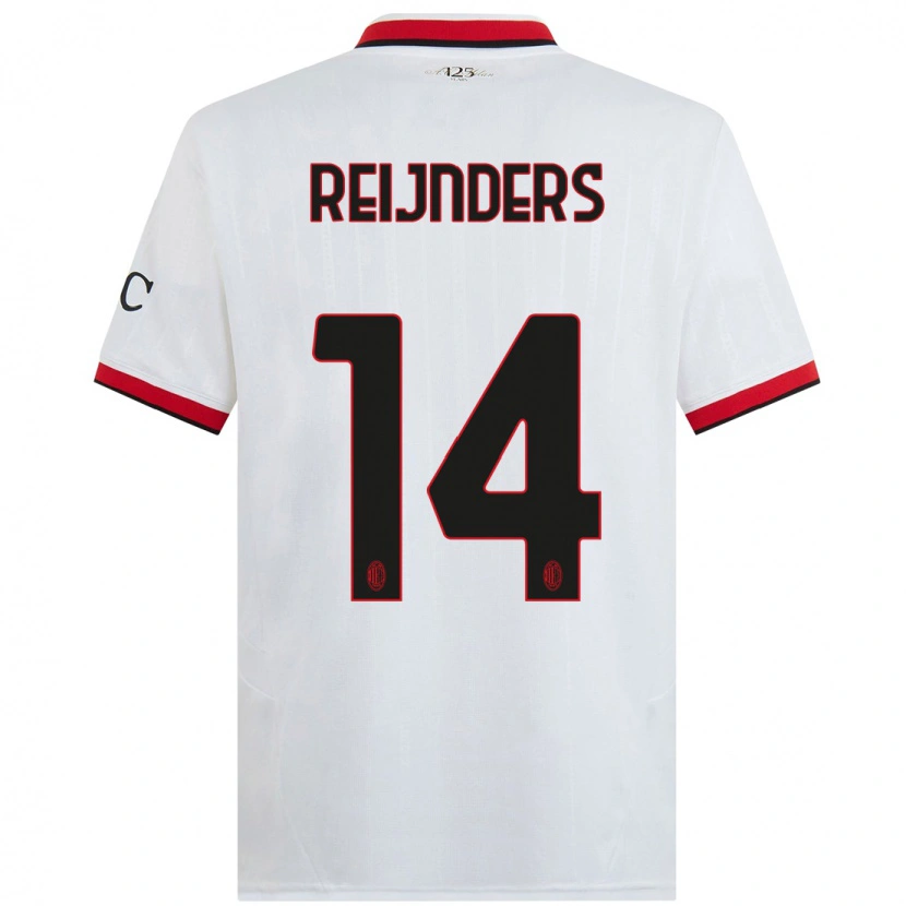 Danxen Kinder Tijjani Reijnders #14 Weiß Schwarz Rot Auswärtstrikot Trikot 2024/25 T-Shirt