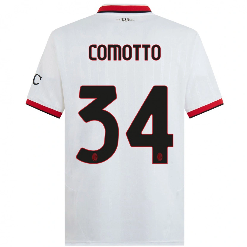 Danxen Kinder Christian Comotto #34 Weiß Schwarz Rot Auswärtstrikot Trikot 2024/25 T-Shirt