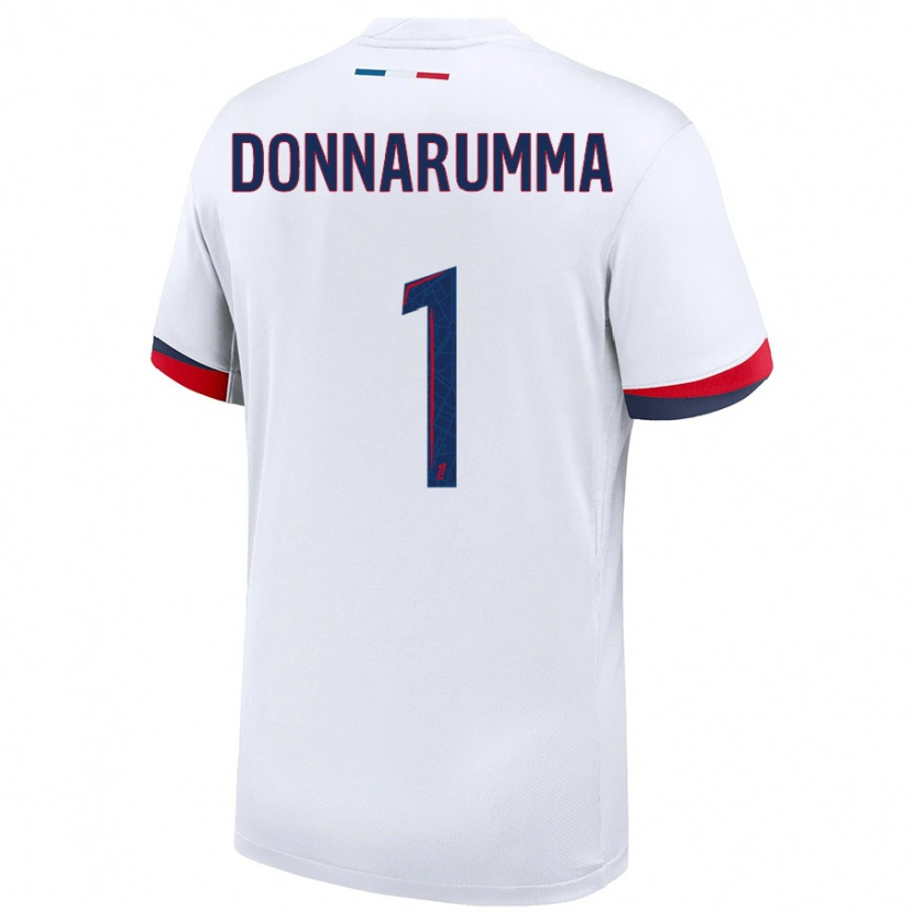Danxen Kinder Gianluigi Donnarumma #1 Weiß Blau Rot Auswärtstrikot Trikot 2024/25 T-Shirt