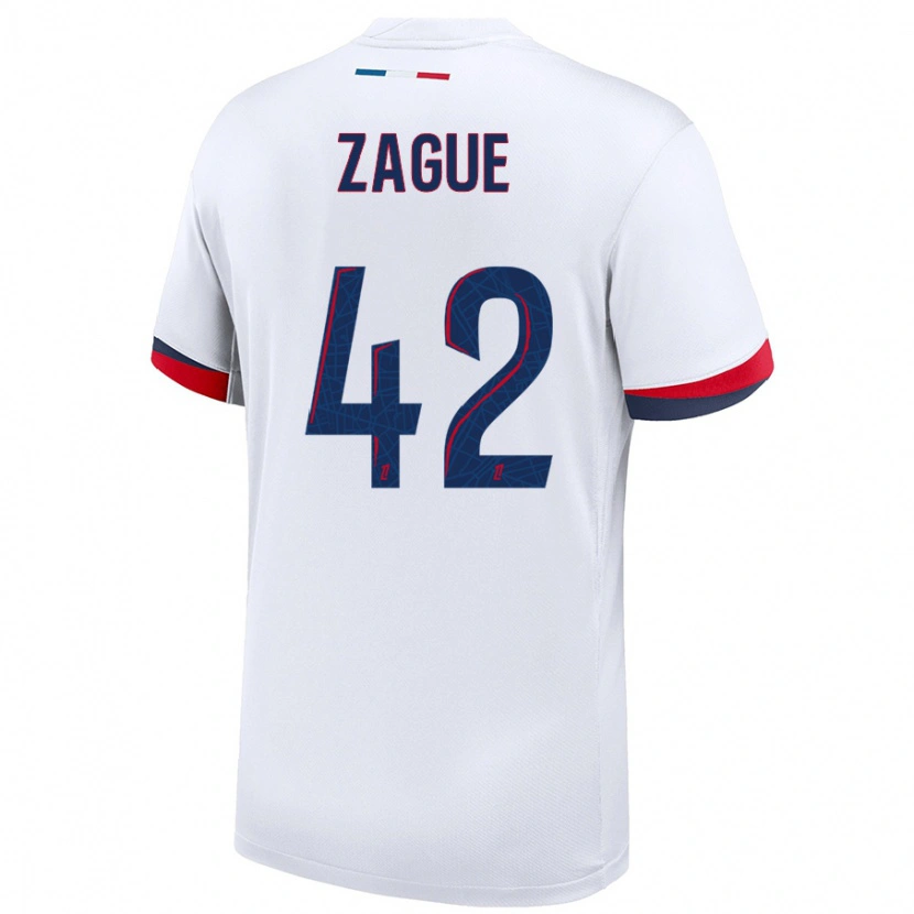Danxen Kinder Yoram Zague #42 Weiß Blau Rot Auswärtstrikot Trikot 2024/25 T-Shirt