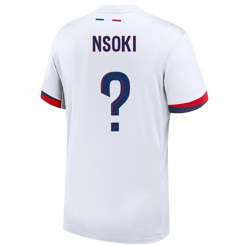 Danxen Kinder Noah Nsoki #0 Weiß Blau Rot Auswärtstrikot Trikot 2024/25 T-Shirt