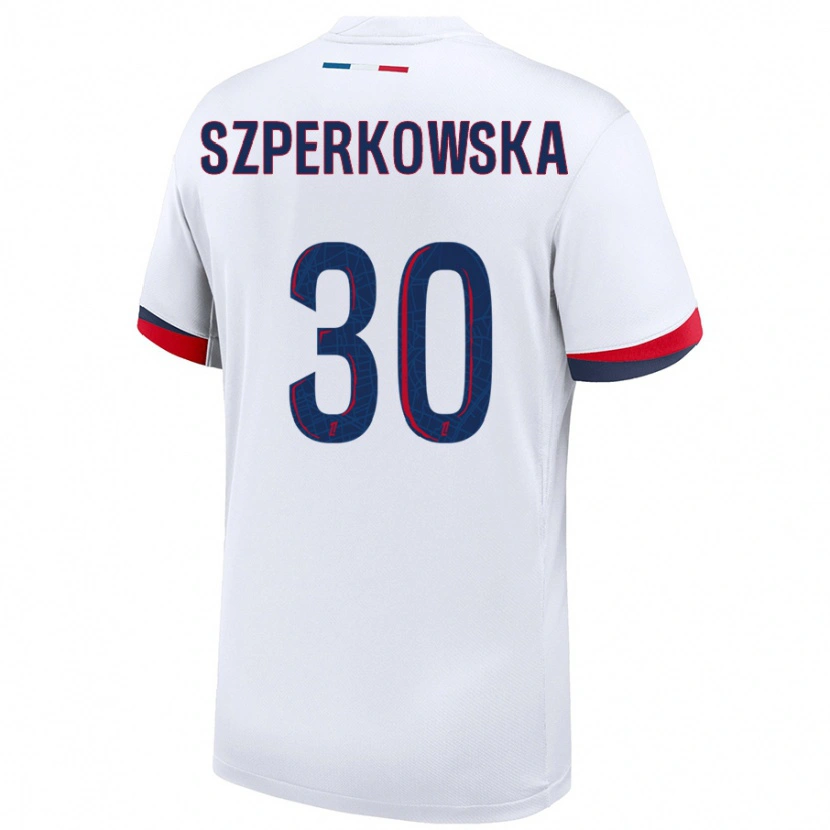 Danxen Kinder Oliwia Szperkowska #30 Weiß Blau Rot Auswärtstrikot Trikot 2024/25 T-Shirt
