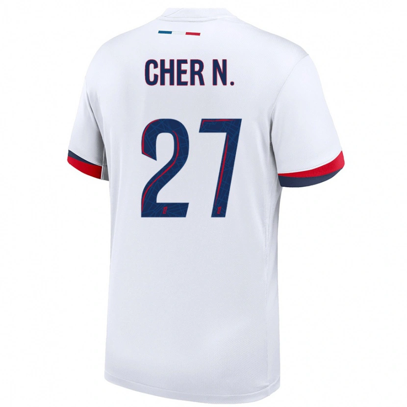 Danxen Kinder Cher Ndour #27 Weiß Blau Rot Auswärtstrikot Trikot 2024/25 T-Shirt