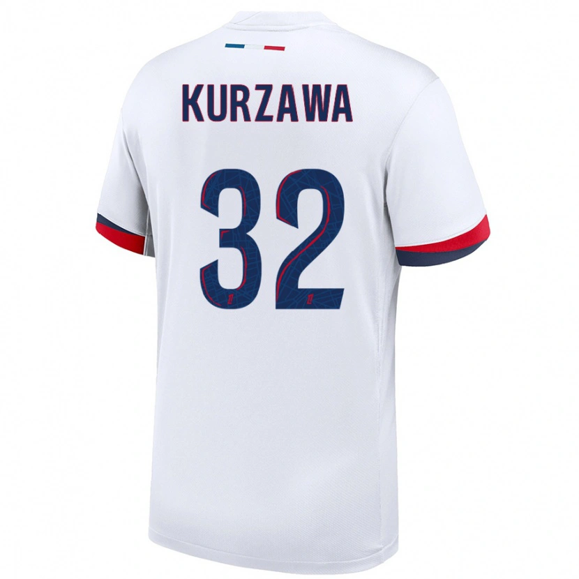 Danxen Kinder Layvin Kurzawa #32 Weiß Blau Rot Auswärtstrikot Trikot 2024/25 T-Shirt