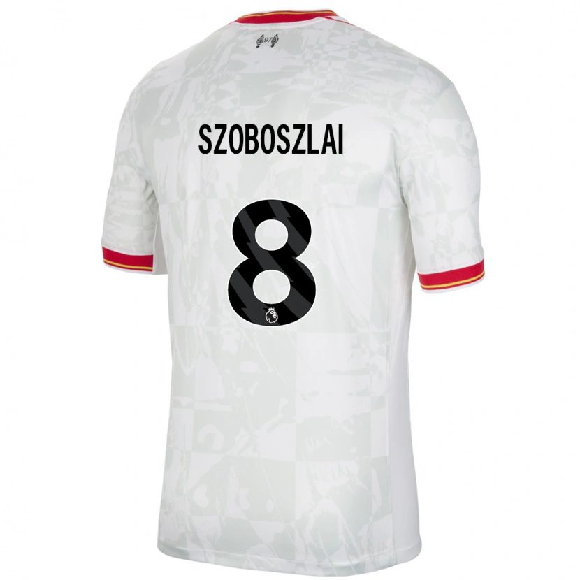 Danxen Kinder Dominik Szoboszlai #8 Weiß Rot Schwarz Ausweichtrikot Trikot 2024/25 T-Shirt