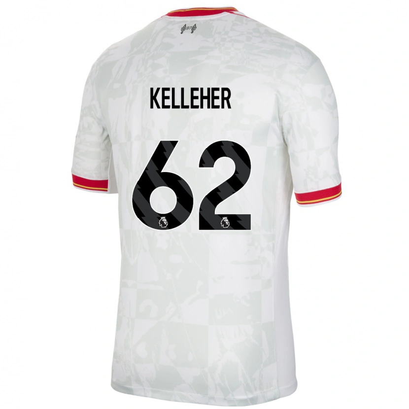 Danxen Kinder Caoimhín Kelleher #62 Weiß Rot Schwarz Ausweichtrikot Trikot 2024/25 T-Shirt