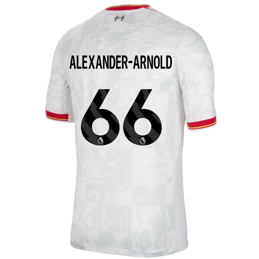 Danxen Kinder Trent Alexander-Arnold #66 Weiß Rot Schwarz Ausweichtrikot Trikot 2024/25 T-Shirt