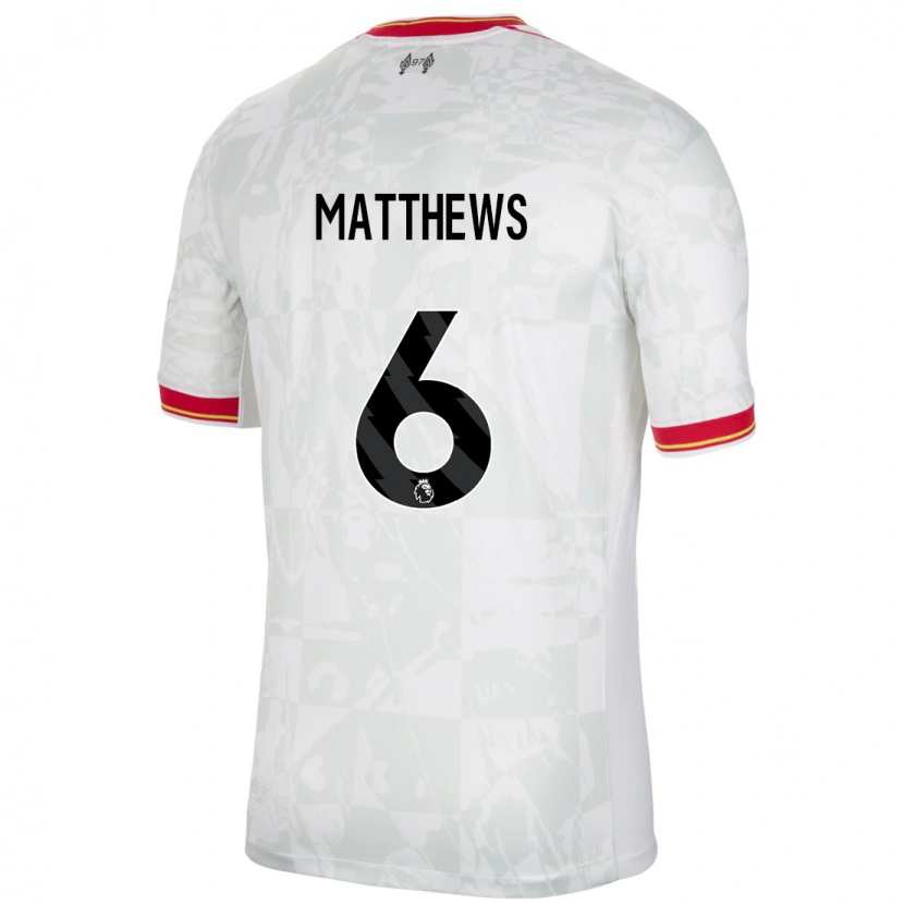 Danxen Kinder Jasmine Matthews #6 Weiß Rot Schwarz Ausweichtrikot Trikot 2024/25 T-Shirt