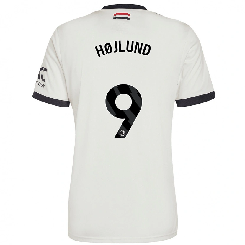 Danxen Kinder Rasmus Højlund #9 Cremeweiß Ausweichtrikot Trikot 2024/25 T-Shirt
