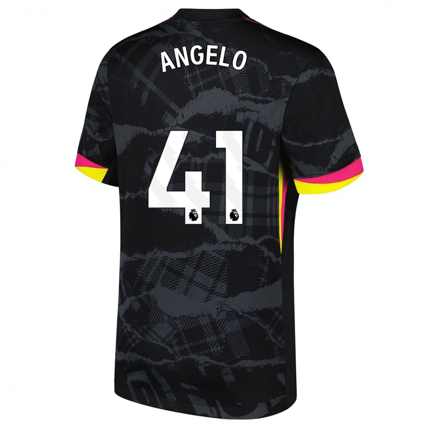 Danxen Kinder Ângelo #41 Schwarz Rosa Ausweichtrikot Trikot 2024/25 T-Shirt