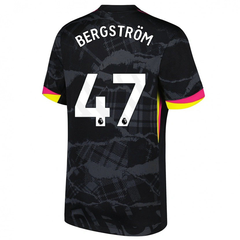 Danxen Kinder Lucas Bergström #47 Schwarz Rosa Ausweichtrikot Trikot 2024/25 T-Shirt