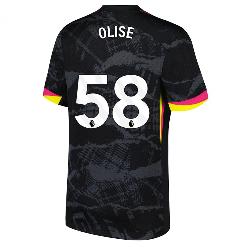 Danxen Kinder Richard Olise #58 Schwarz Rosa Ausweichtrikot Trikot 2024/25 T-Shirt