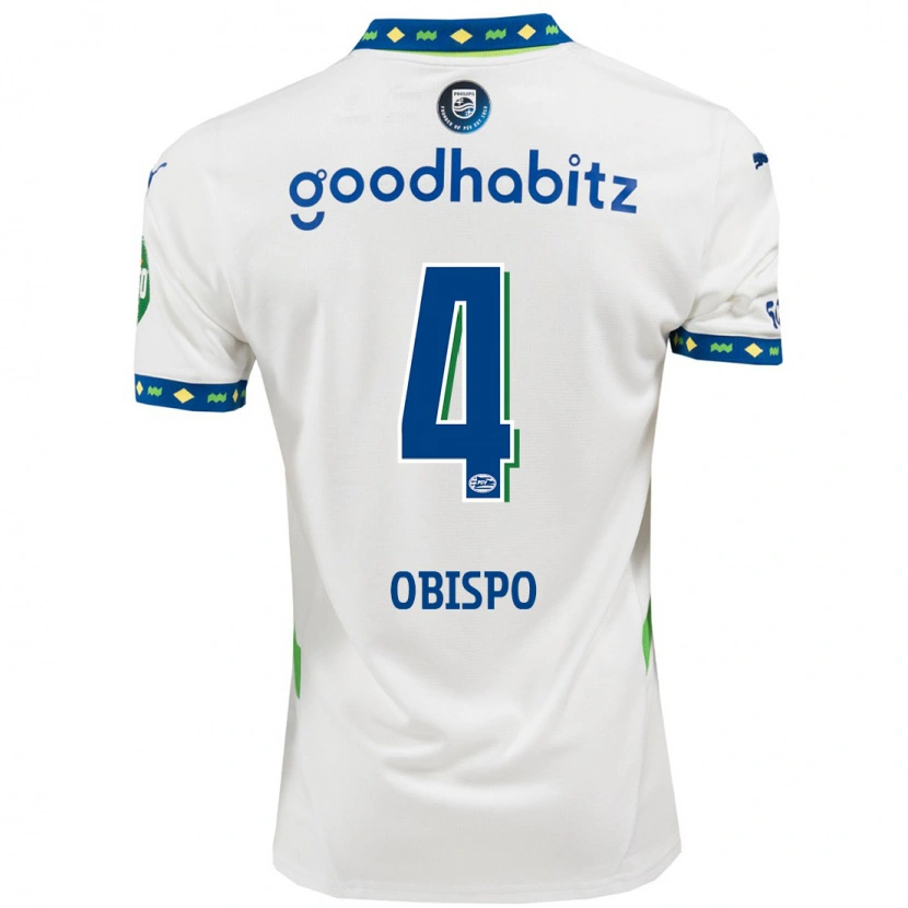 Danxen Kinder Armando Obispo #4 Weiß Dunkelblau Ausweichtrikot Trikot 2024/25 T-Shirt