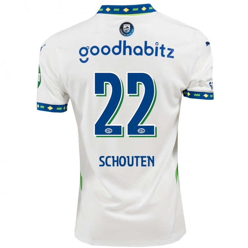 Danxen Kinder Jerdy Schouten #22 Weiß Dunkelblau Ausweichtrikot Trikot 2024/25 T-Shirt