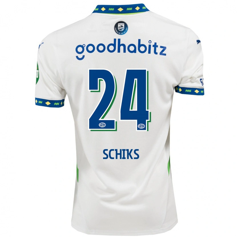 Danxen Kinder Niek Schiks #24 Weiß Dunkelblau Ausweichtrikot Trikot 2024/25 T-Shirt