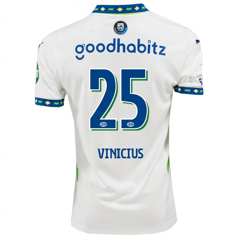 Danxen Kinder Carlos Vinicius #25 Weiß Dunkelblau Ausweichtrikot Trikot 2024/25 T-Shirt