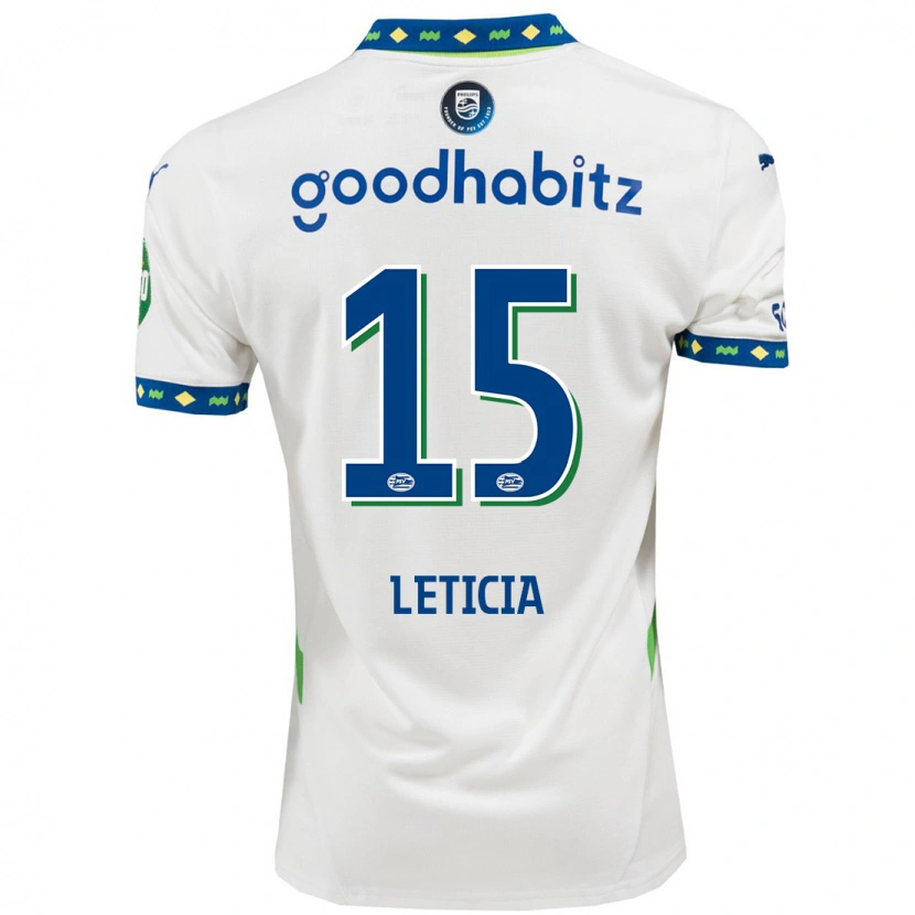 Danxen Kinder Brazil Bra Leticia #15 Weiß Dunkelblau Ausweichtrikot Trikot 2024/25 T-Shirt
