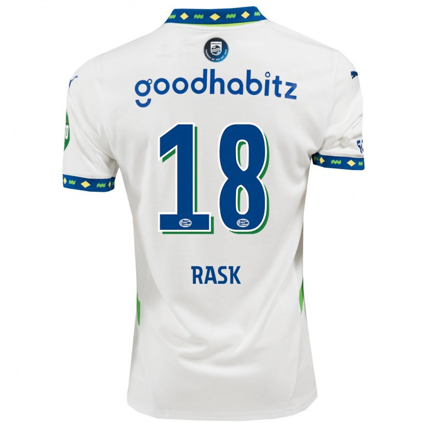 Danxen Kinder Caroline Rask #18 Weiß Dunkelblau Ausweichtrikot Trikot 2024/25 T-Shirt