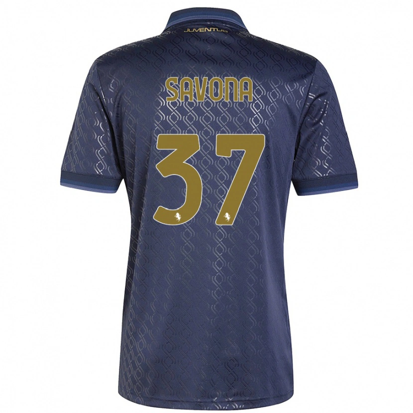 Danxen Kinder Nicolò Savona #37 Marineblau Ausweichtrikot Trikot 2024/25 T-Shirt