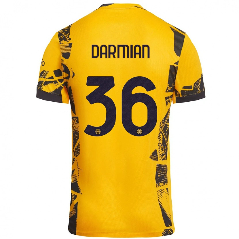 Danxen Kinder Matteo Darmian #36 Gold Schwarz Ausweichtrikot Trikot 2024/25 T-Shirt
