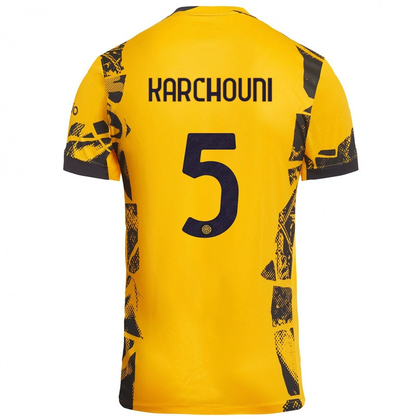 Danxen Kinder Ghoutia Karchouni #5 Gold Schwarz Ausweichtrikot Trikot 2024/25 T-Shirt