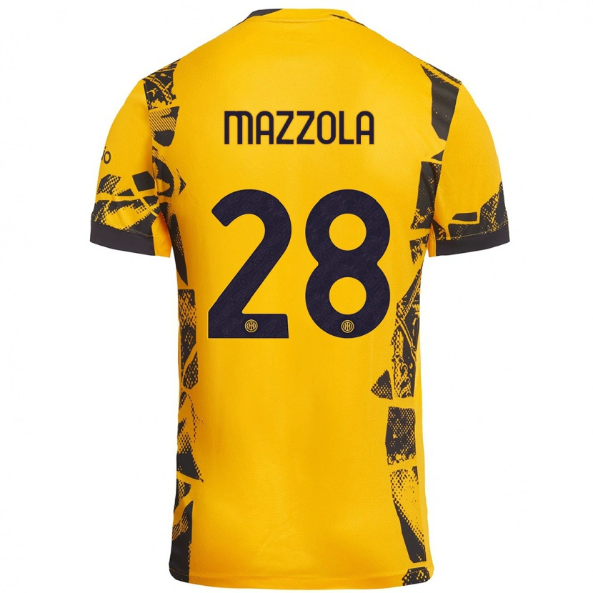 Danxen Kinder Giuseppe Mazzola #28 Gold Schwarz Ausweichtrikot Trikot 2024/25 T-Shirt