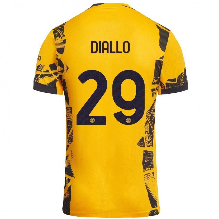 Danxen Kinder Oumar Diallo #29 Gold Schwarz Ausweichtrikot Trikot 2024/25 T-Shirt