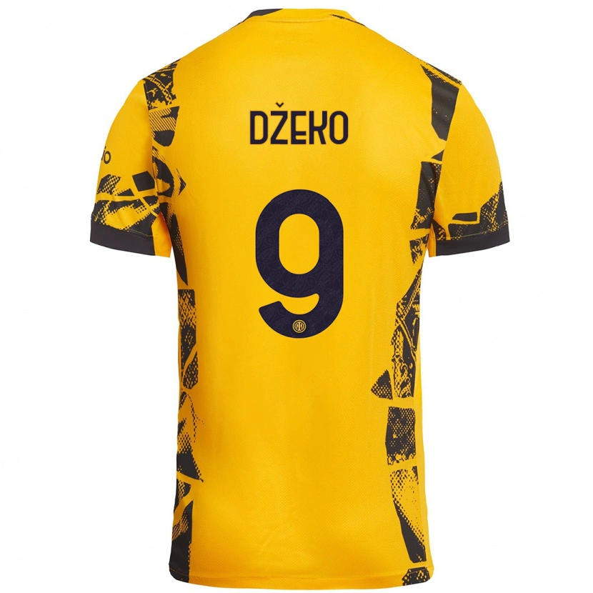 Danxen Kinder Edin Dzeko #9 Gold Schwarz Ausweichtrikot Trikot 2024/25 T-Shirt