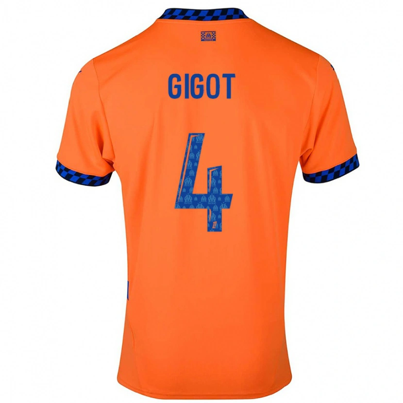 Danxen Kinder Samuel Gigot #4 Orange Dunkelblau Ausweichtrikot Trikot 2024/25 T-Shirt