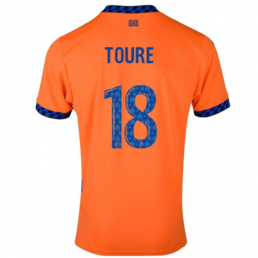 Danxen Kinder Isaak Toure #18 Orange Dunkelblau Ausweichtrikot Trikot 2024/25 T-Shirt