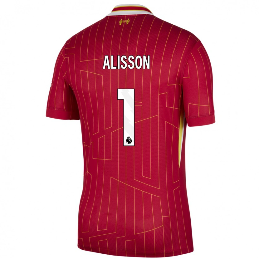 Danxen Herren Alisson #1 Rot Gelb Weiß Heimtrikot Trikot 2024/25 T-Shirt