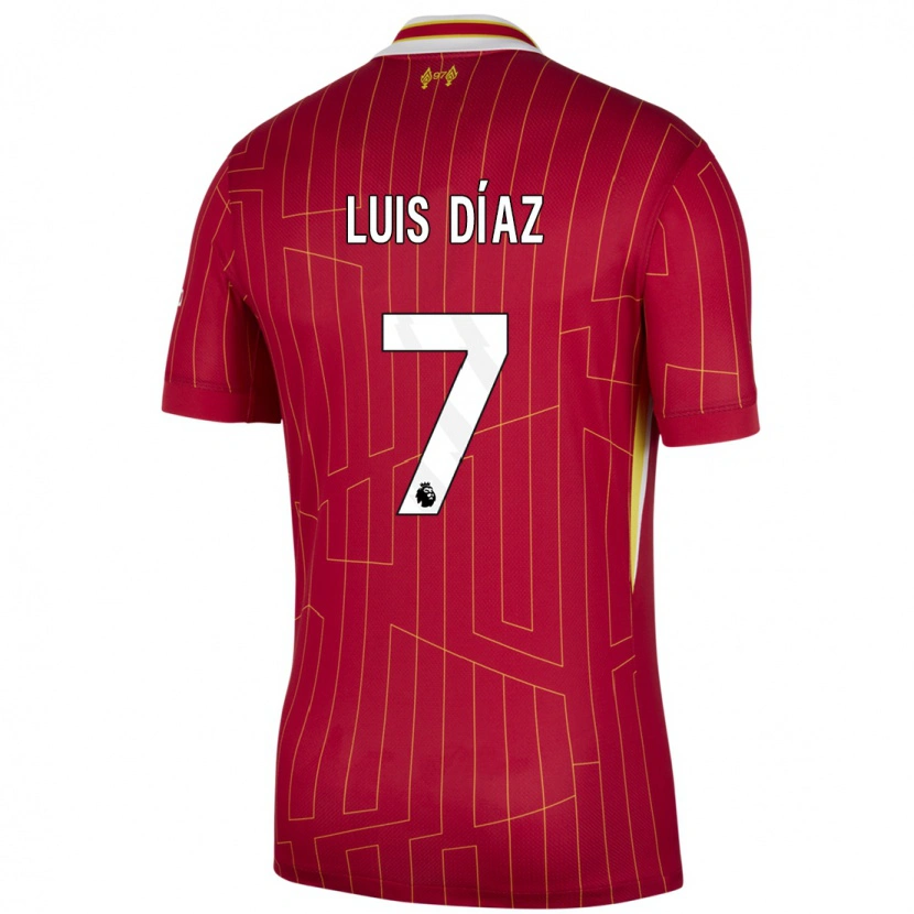 Danxen Herren Luis Díaz #7 Rot Gelb Weiß Heimtrikot Trikot 2024/25 T-Shirt