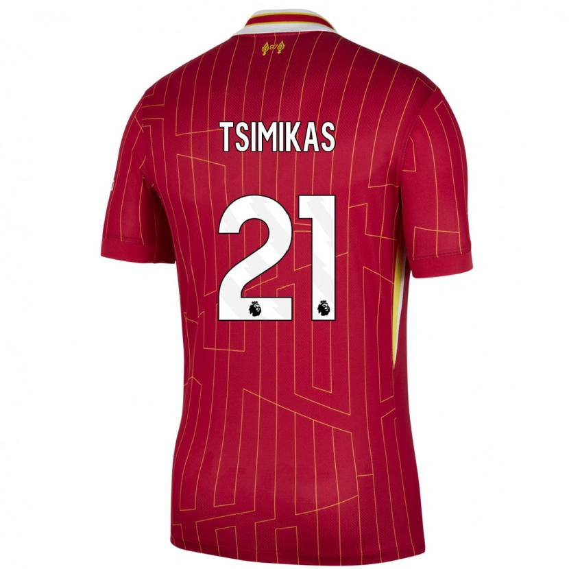 Danxen Herren Konstantinos Tsimikas #21 Rot Gelb Weiß Heimtrikot Trikot 2024/25 T-Shirt