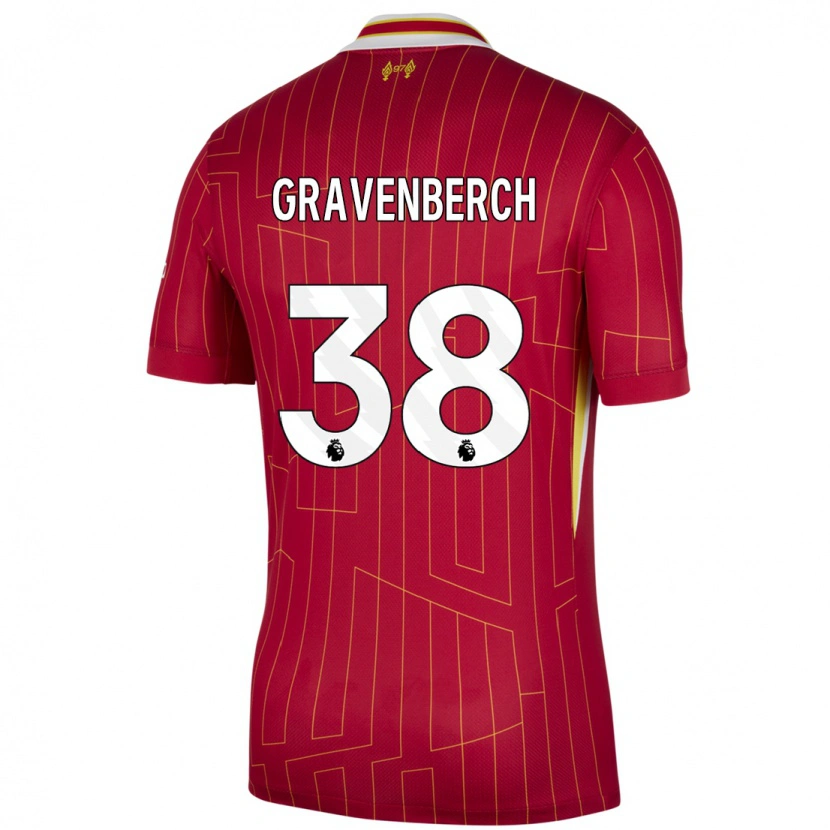Danxen Herren Ryan Gravenberch #38 Rot Gelb Weiß Heimtrikot Trikot 2024/25 T-Shirt