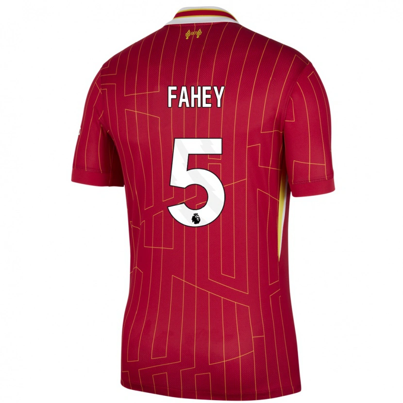 Danxen Herren Niamh Fahey #5 Rot Gelb Weiß Heimtrikot Trikot 2024/25 T-Shirt