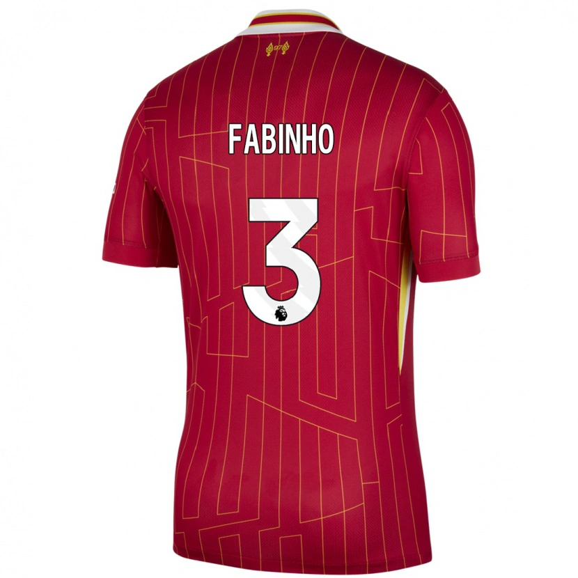Danxen Herren Fabinho #3 Rot Gelb Weiß Heimtrikot Trikot 2024/25 T-Shirt
