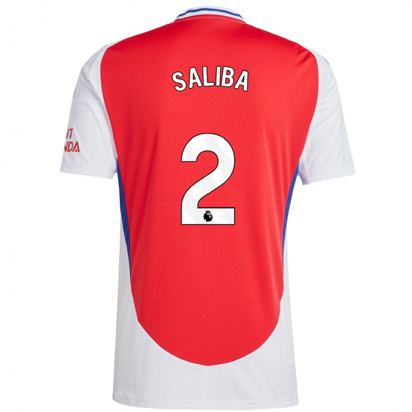 Danxen Herren William Saliba #2 Rot Weiß Heimtrikot Trikot 2024/25 T-Shirt