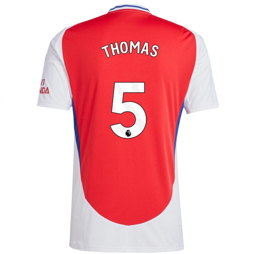 Danxen Herren Thomas Partey #5 Rot Weiß Heimtrikot Trikot 2024/25 T-Shirt