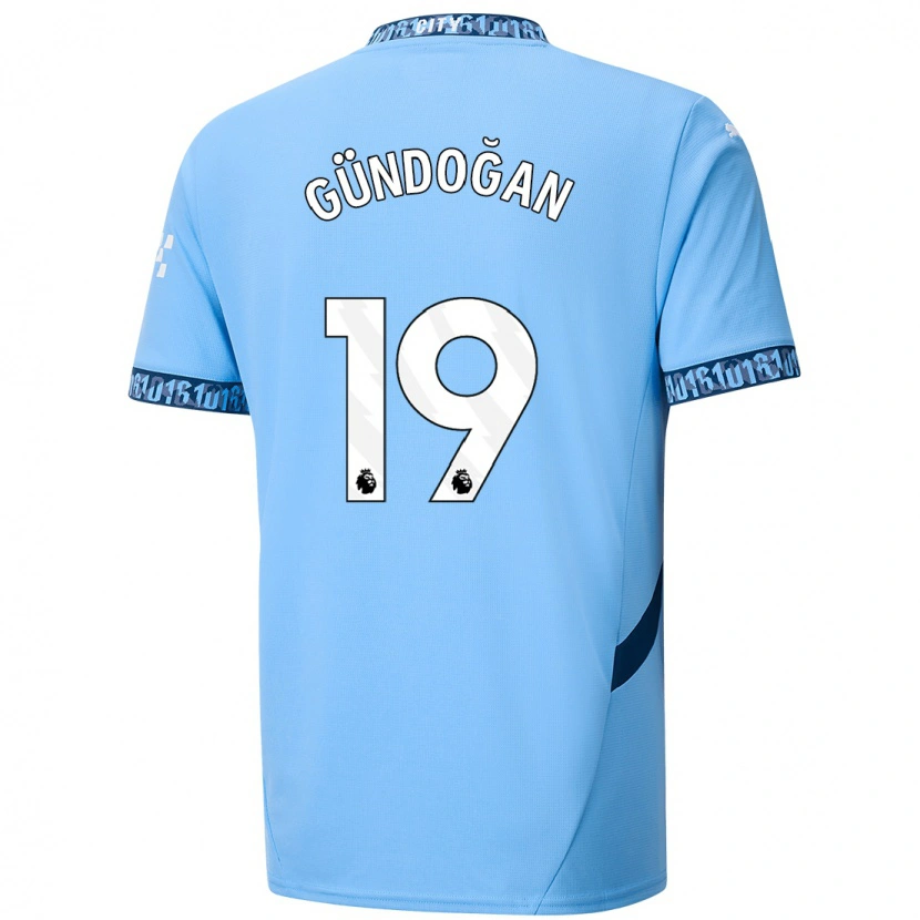 Danxen Herren İlkay Gündoğan #19 Marineblau Heimtrikot Trikot 2024/25 T-Shirt