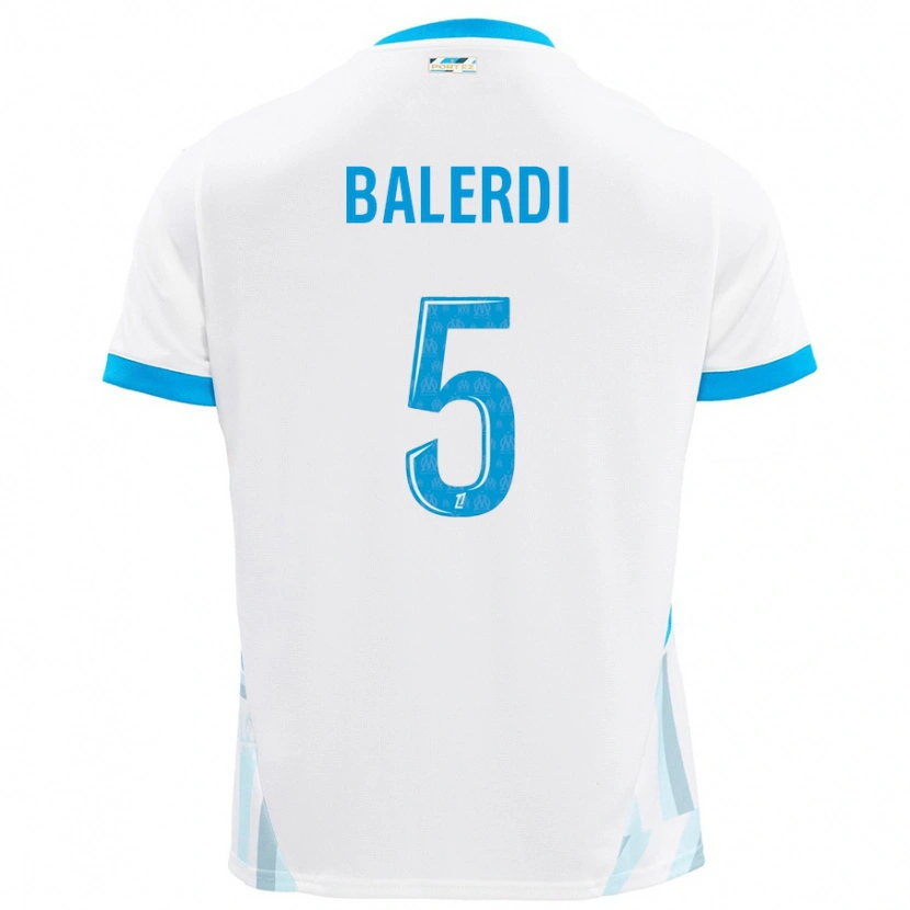 Danxen Herren Leonardo Balerdi #5 Weiß Himmelblau Heimtrikot Trikot 2024/25 T-Shirt