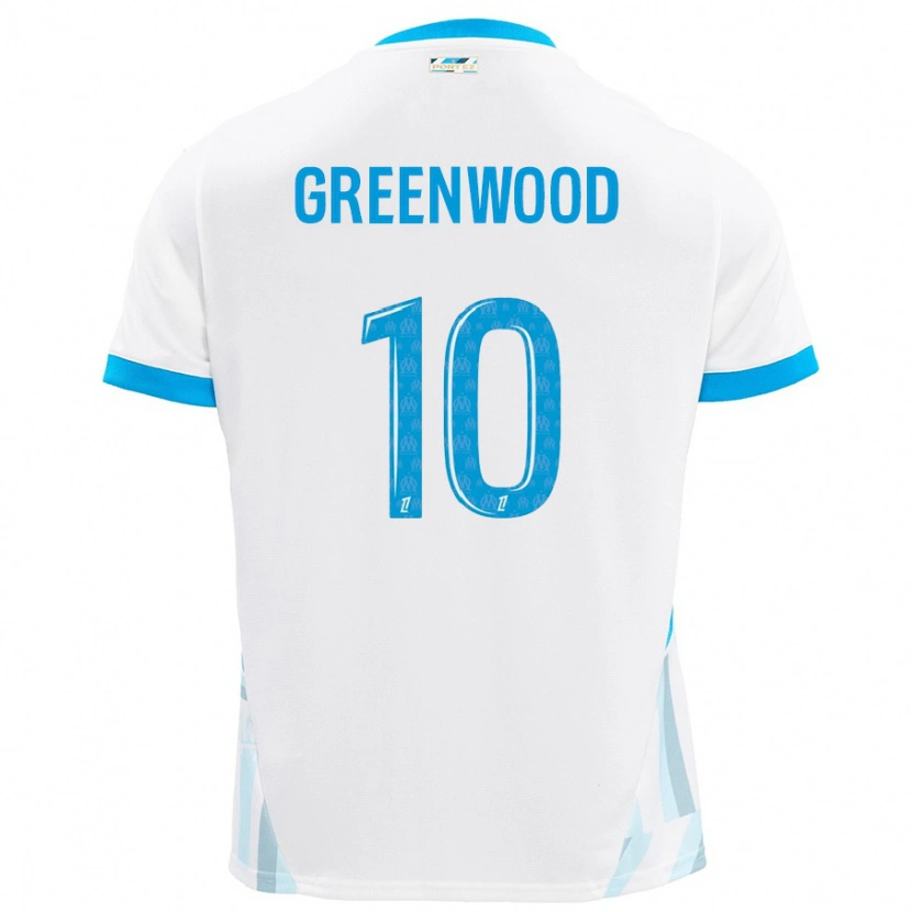 Danxen Herren Mason Greenwood #10 Weiß Himmelblau Heimtrikot Trikot 2024/25 T-Shirt