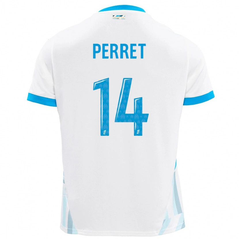 Danxen Herren Jenny Perret #14 Weiß Himmelblau Heimtrikot Trikot 2024/25 T-Shirt