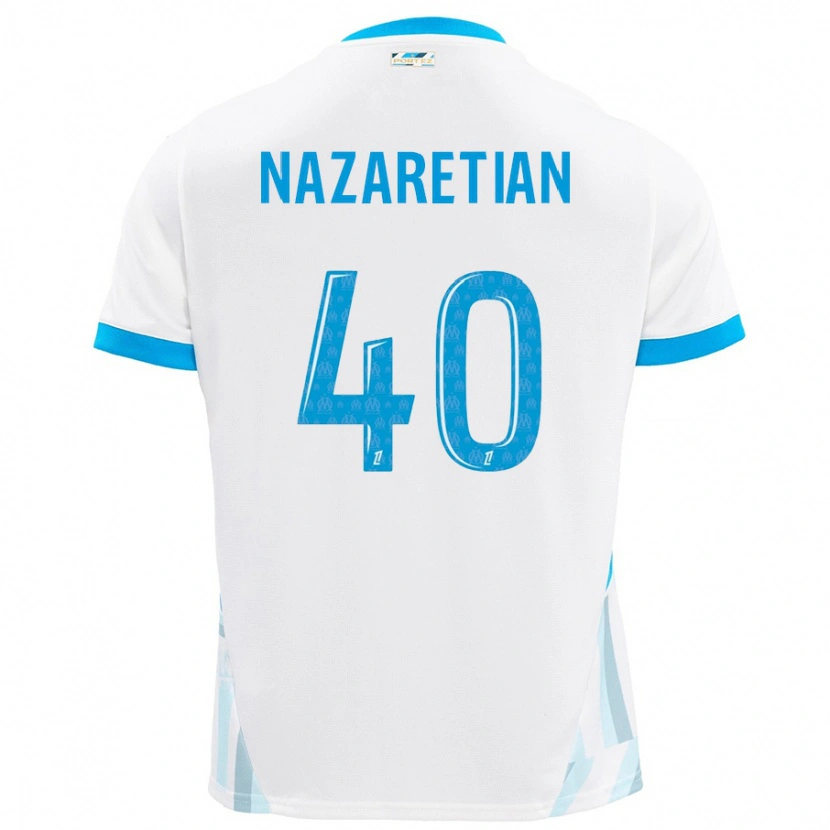 Danxen Herren Manuel Nazaretian #40 Weiß Himmelblau Heimtrikot Trikot 2024/25 T-Shirt